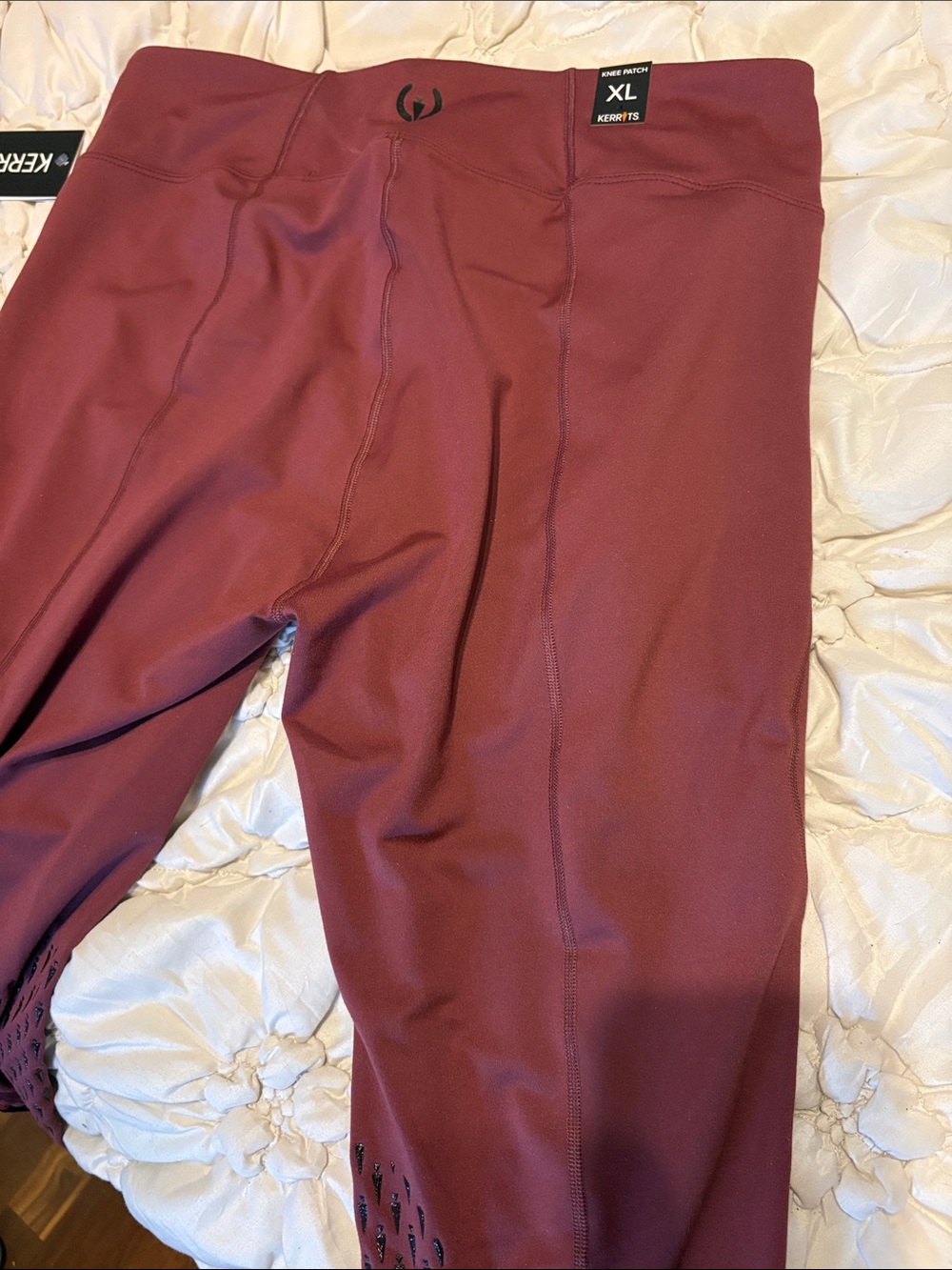 Kerrits Burgundy britches riding pants with Black Mesh & Rust Accent dressage - Picture 4 of 9